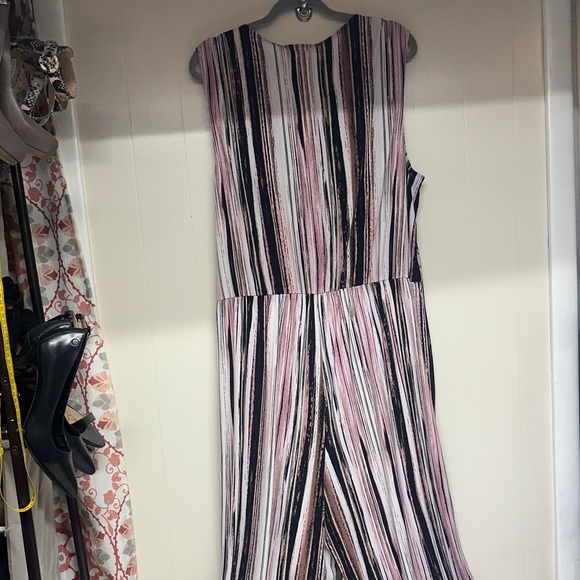 Connected Apparel Pink and Black Striped Jumpsuit/ Romper - Picture 5 of 12